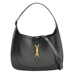 Used Gucci Jackie 1961 Medium Black Leather Bag with Adjustable Strap
