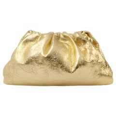 Bottega Veneta Pouch Large Metallic Gold Wrinkled Leather