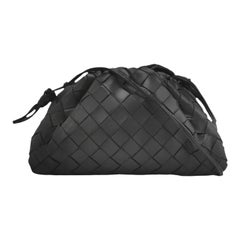 Bottega Veneta Pouch Mini Intrecciato Black Lambskin Leather Crossbody Bag