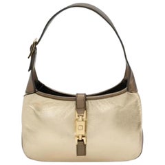 Gucci Jackie Vintage Mini Gold Lambskin Leather Brown Calfskin Leather