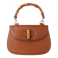 Gucci Bamboo 1947 Bolso de asa superior Piel Marrón tostado mediano