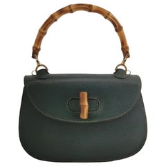Gucci Bamboo 1947 Top Handle Bag Leather Small Dark Green