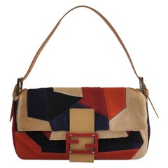 Fendi Baguette Pony-style Calfskin Leather Abstract Geometric Patchwork