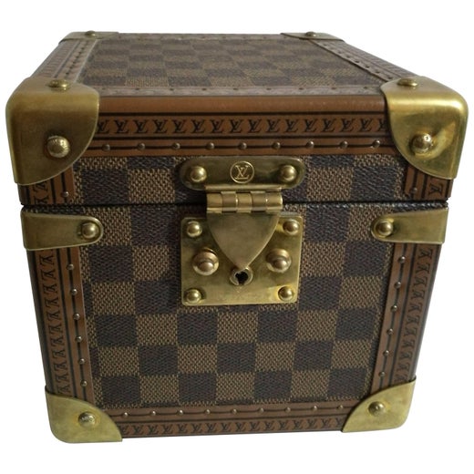 Louis Vuitton Brown Suede Watch Case for Travel Storage Box L9.5cm