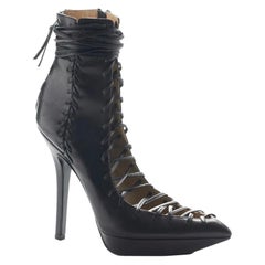 New VERSACE Black Leather Lace-Up Shoes Boots 39 - 9