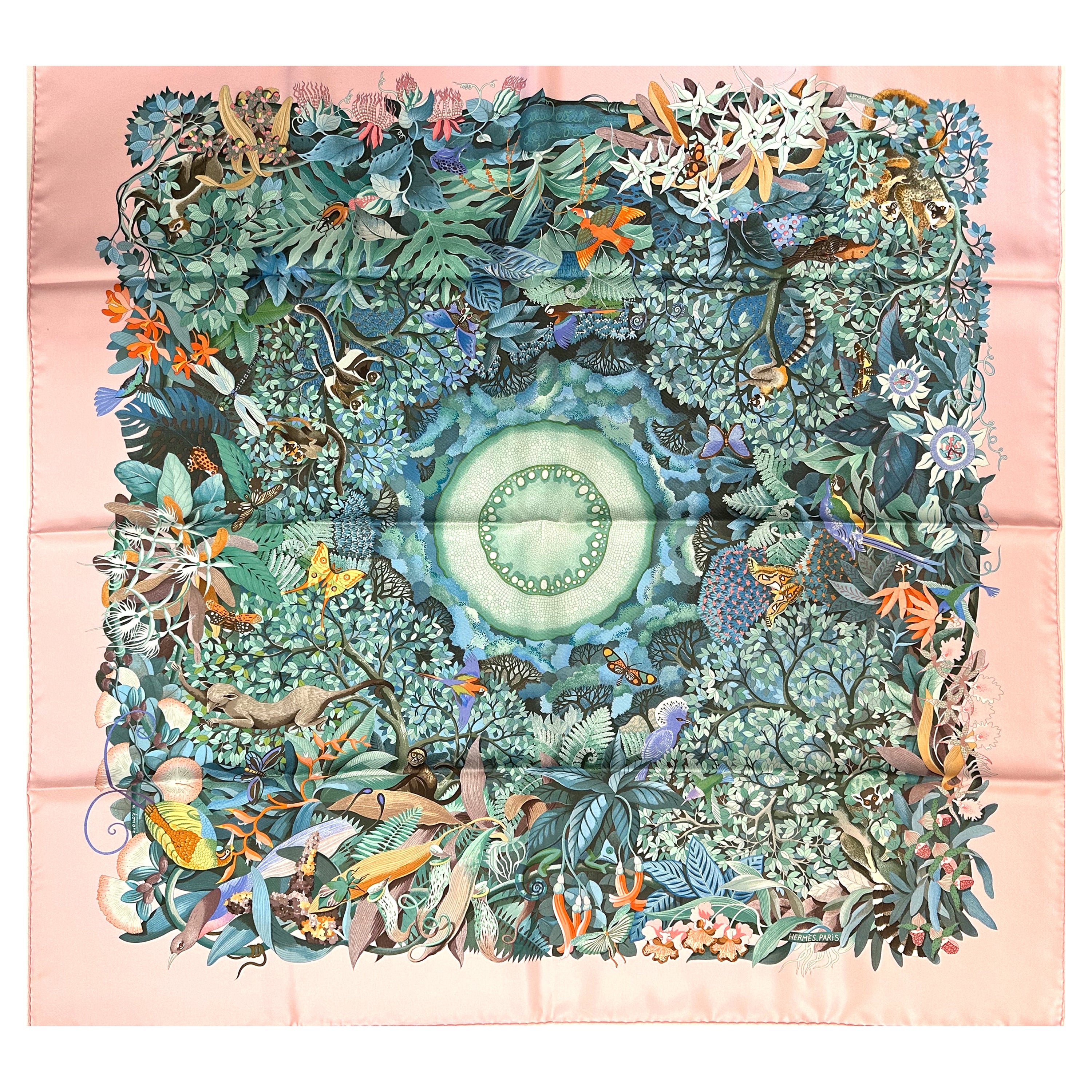 Hermes Silk Scarf, Au Couer de la Vie For Sale