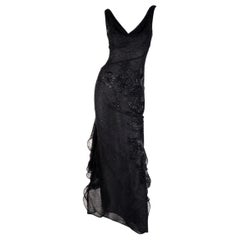 S/S 1999 Atelier Versace Runway Black Beaded Gown worn by Carmen Kaas