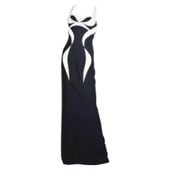 New Versace Black and White Eyelet-studded Gown