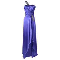 NWT Versace Purple Crystal Embellished Long 100% Silk Dress Gown Italian 38 - 2