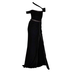F/W 2007 Look #44 Vintage Versace Chain Embellished Long Black Dress Gown 40 – 4