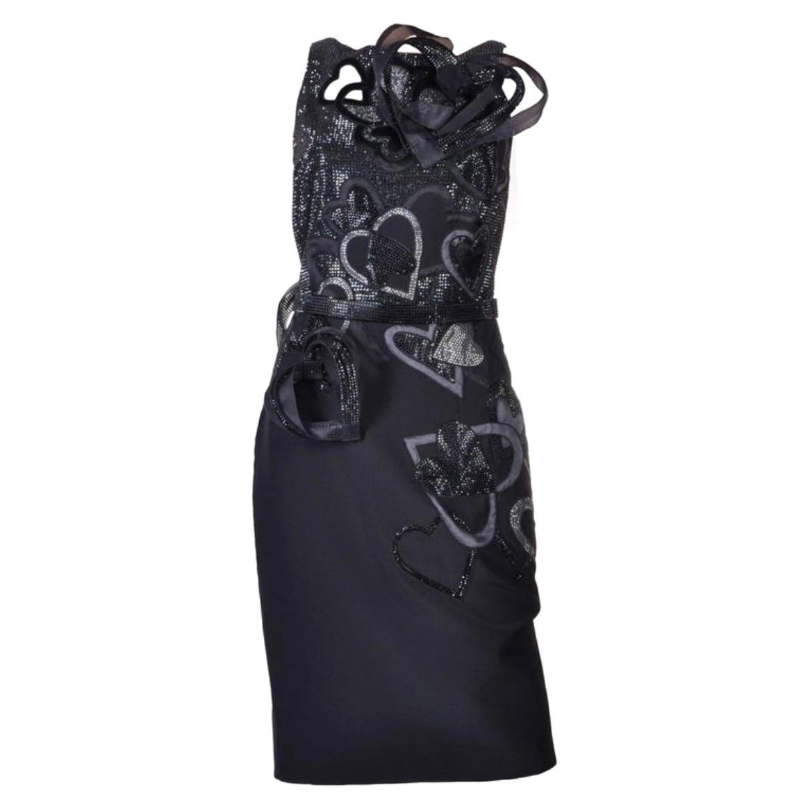 NWT 2009 Raro Vintage Versace Negro Cristal Vestido Adornado Italiano 40 en venta
