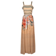 Lanvin Long Pinky-beige and Green Crepe Dress