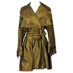 Oliver Lapidus Copper Green Silk Taffeta Trench-style Coat