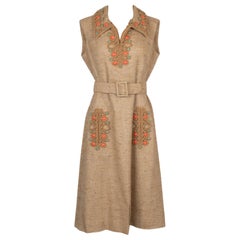 Pierre Balmain Beige Linen Canvas Dress