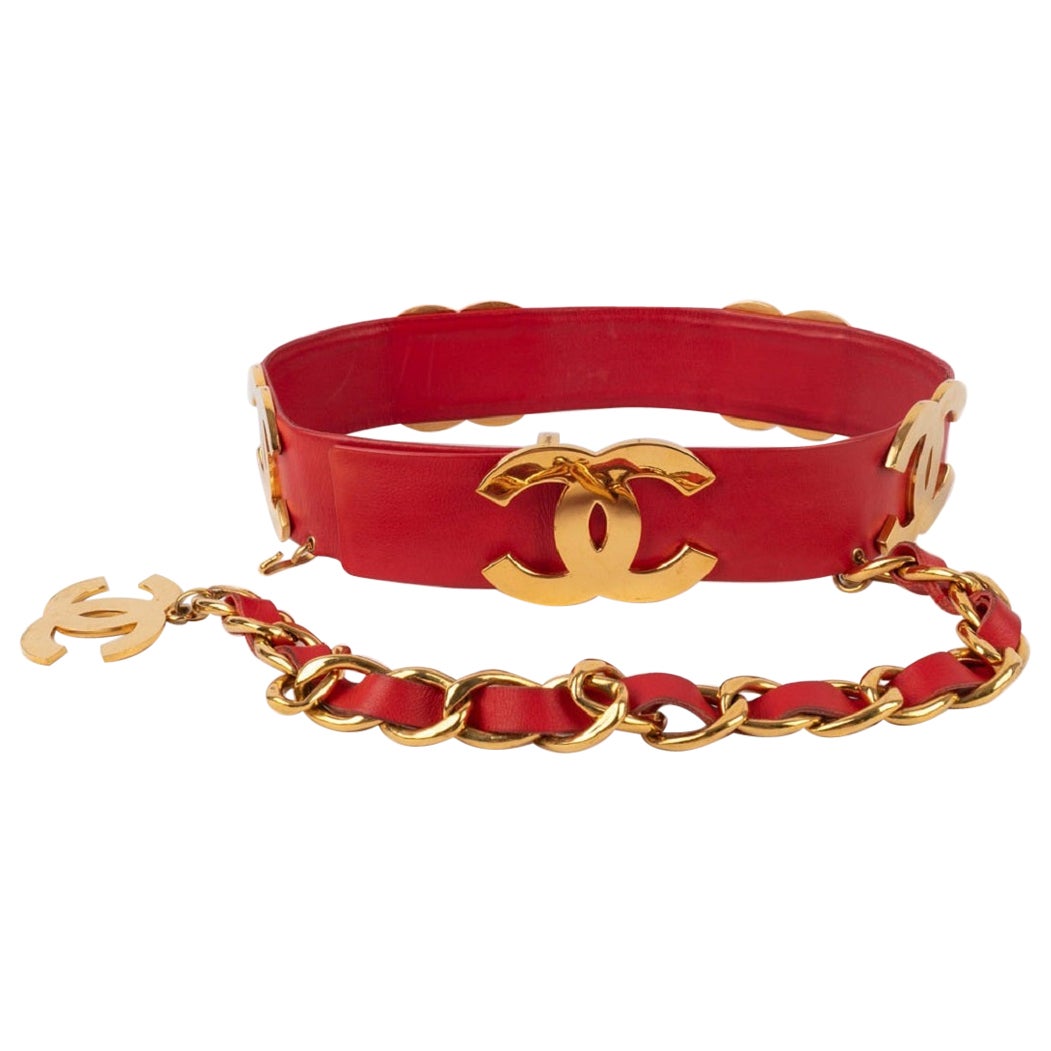 Chanel Red Lamb Leather Belt, 1992 For Sale
