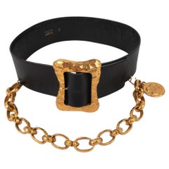 Chanel Large Black Leather Belt, 1993