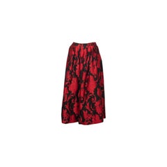 Gonna lunga in broccato di seta rossa e nera di Christian Lacroix