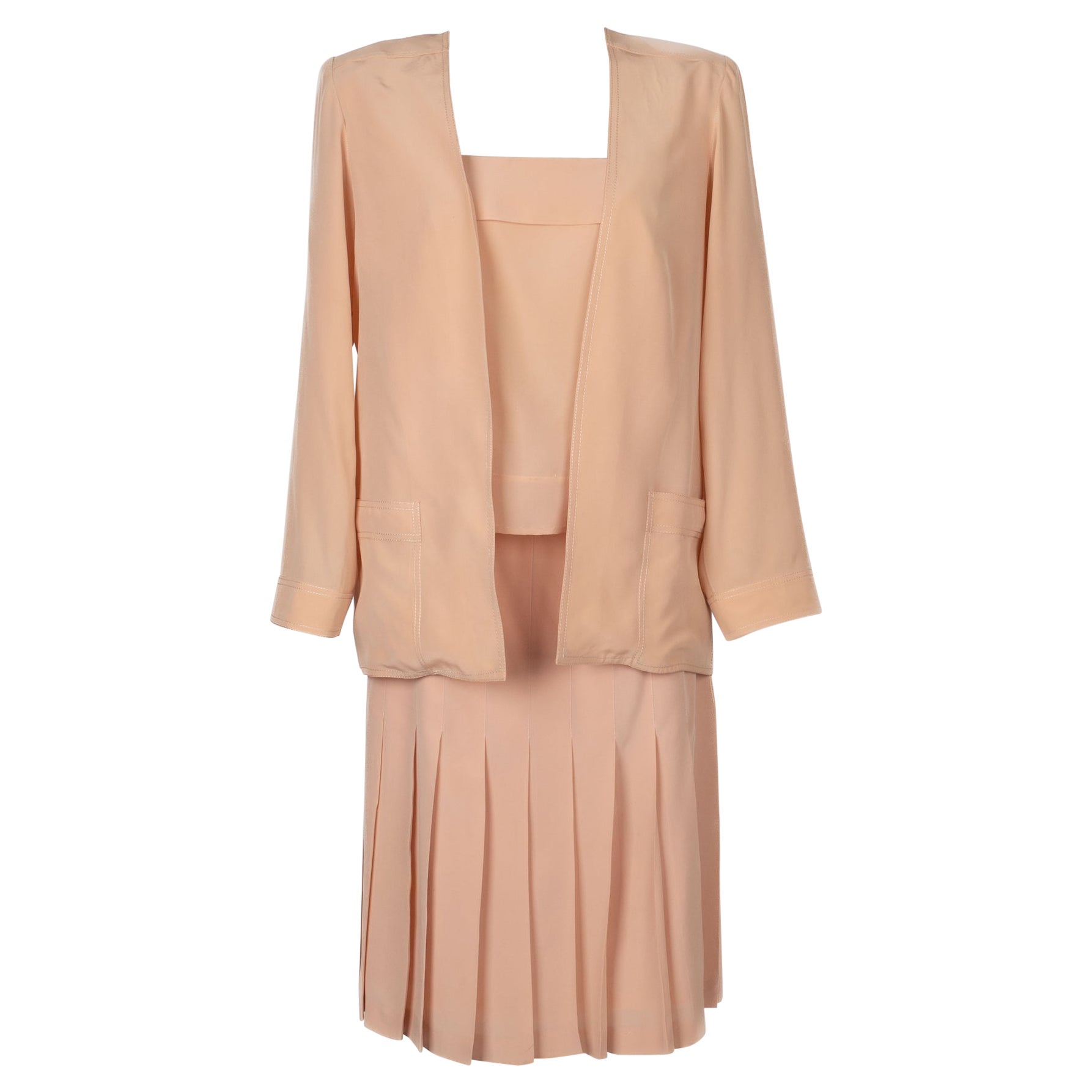 Chanel Powder Pink Silk Set For Sale