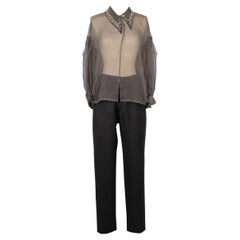 Lanvin Grey Set of Pants and an Organza Blouse