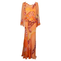 Anne French Set Couture in crepe rosa e arancione
