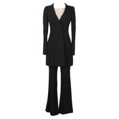 Chanel Haute Traje de crepé de seda blanco y negro