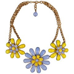 Chanel Short Golden Metal Camellia Necklace, 1997