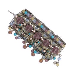 Bracelet en métal argenté avec perles Swarovski
