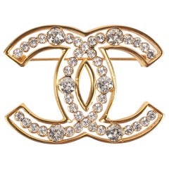 Chanel CC Golden Metal Brooch with Rhinestones, 2002