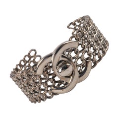 Chanel Turnlock Silbernes Metallarmband aus Silber, 1997