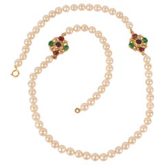 Chanel Byzantine Golden Metal Pearl Necklace, 1985
