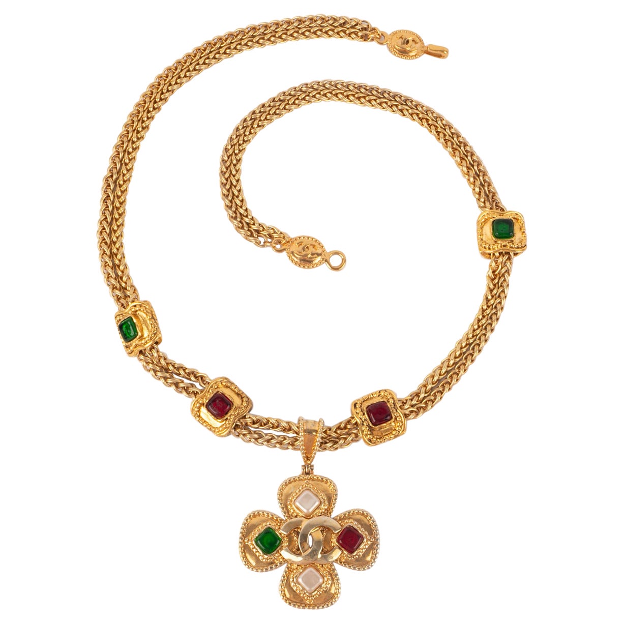 Chanel Cross Golden Metal Double-chain Necklace, 1996