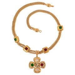 Chanel Cross Golden Metal Double-chain Necklace, 1996