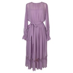 Christian Dior Long-sleeve Dress Made of Mauve Silk Muslin