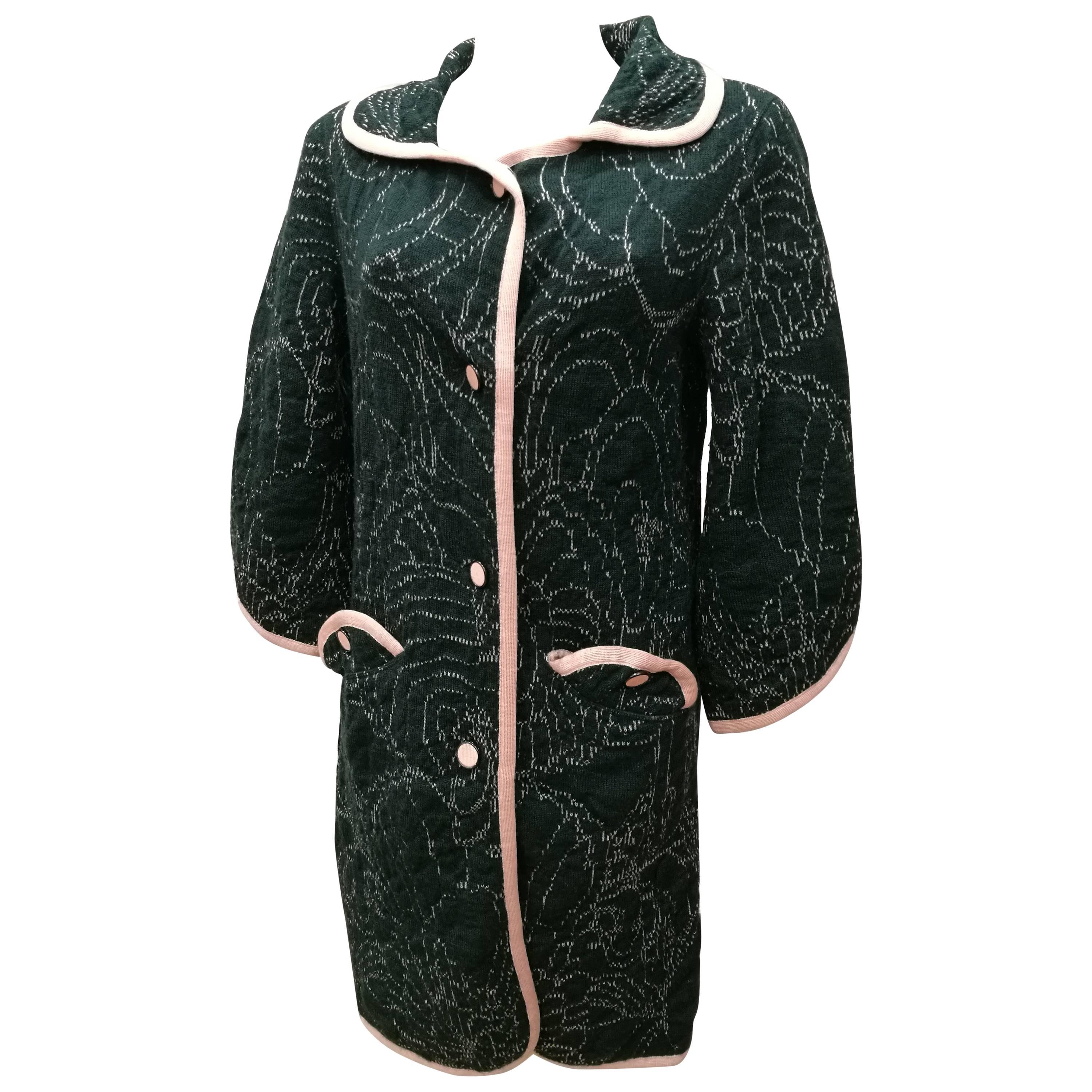 M by Missoni Green Pink Wool Coat For Sale