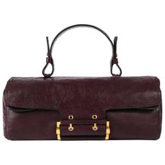 GIVENCHY c.2007 Plum Leather East-West Buckle Front Satchel Handbag Purse 10