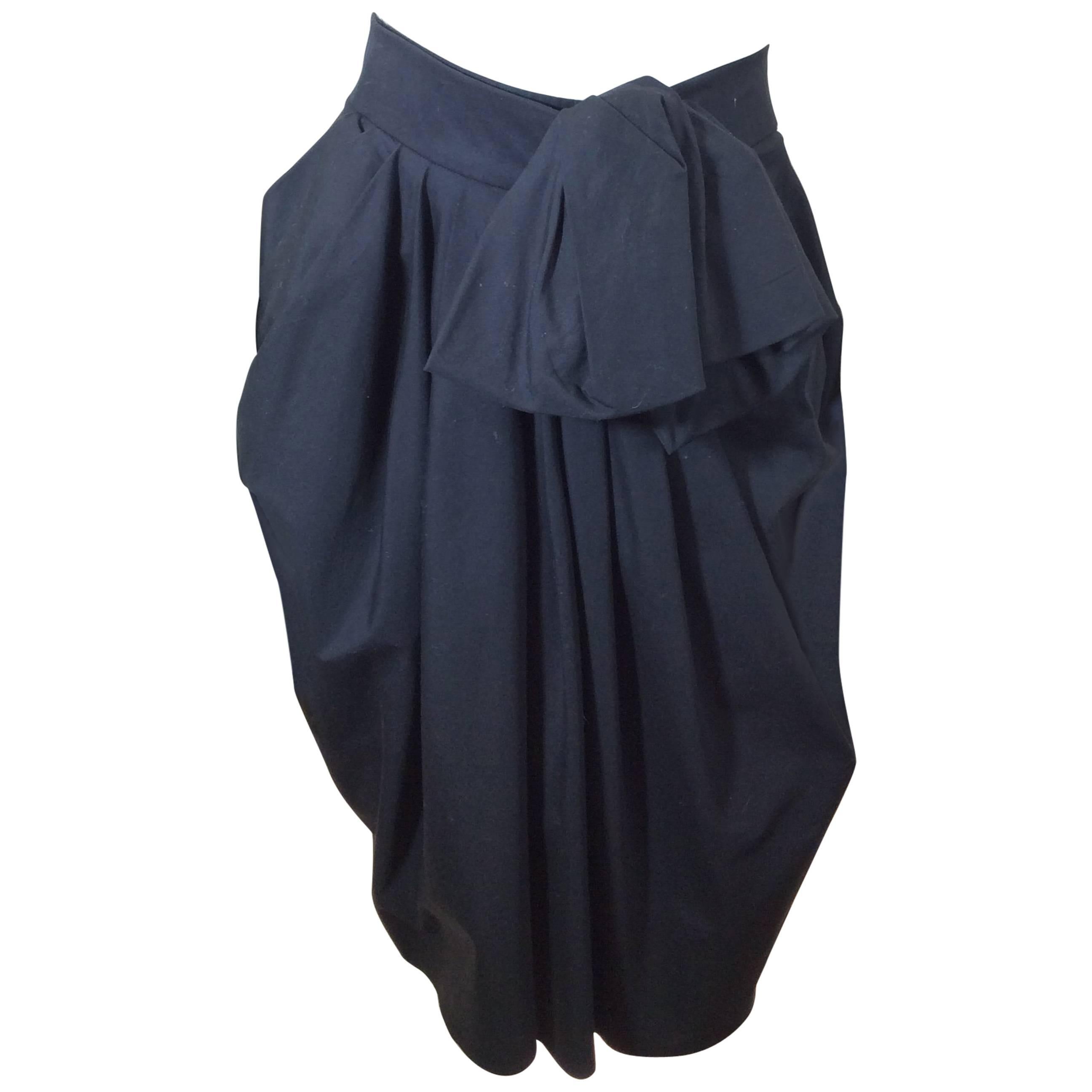 Donna Karan Black Cotton Skirt With Bow  For Sale