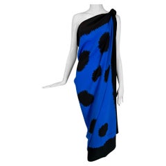 Christian Dior Chal grande de seda negra y azul con diseño de estallido de estrellas Bufanda envolvente 54" cuad.