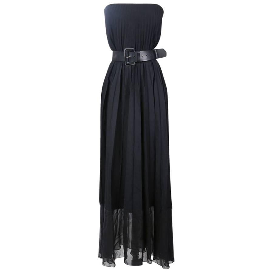 Jean Paul Gaultier Pleated Wool Dress with Leather Belt circa 1990s