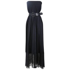 Vintage Jean Paul Gaultier Pleated Wool Dress with Leather Belt circa 1990s