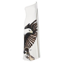 Long asymmetrical jersey dress with an hand-painted eagle Jordan Couture