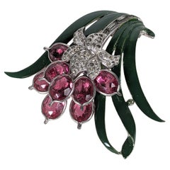 Vintage Pennino Enamel and Pink Crystal Spray