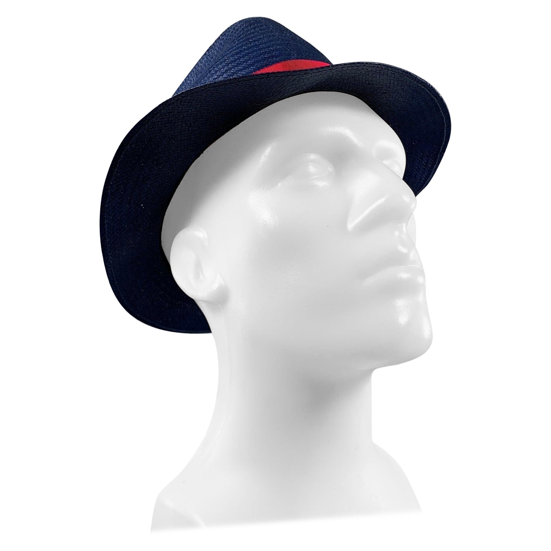 BORSALINO Size L Blue Red Woven Straw Hats