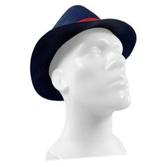 BORSALINO Size L Blue Red Woven Straw Hats