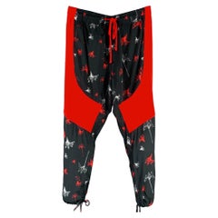 PRABAL GURUNG - Pantaloni casual da salotto rossi e neri, taglia S