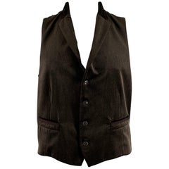 ETRO Size 46 Brown Velvet Cotton Notch Lapel Vest