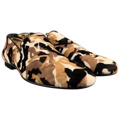 JIMMY CHOO Size 9 Brown Black & White Animal Print Leather Slip On Loafers