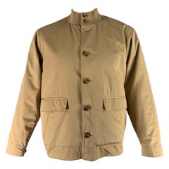 LORO PIANA Size XL Khaki Solid Cotton Buttoned Jacket