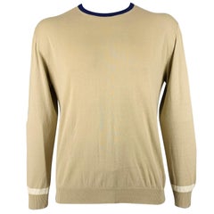 ETRO Pull col ras du cou en tricot de coton et cachemire kaki, taille XXL