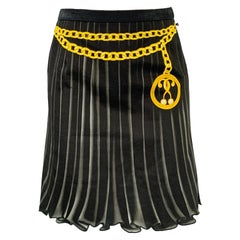 MOSCHINO Size 4 Black Yellow Cotton Blend Print Scalloped Skirt