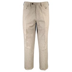 ISAIA Pantalón de vestir con cremallera de lana avena talla 36